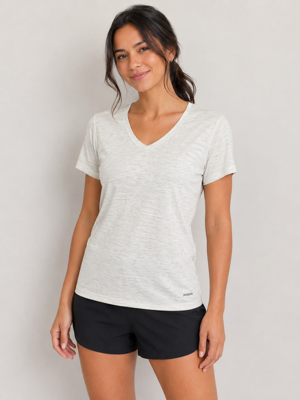 Patagonia Capilene Cool Daily V-Neck Shirt M Gray Lightweight Hiking Tee